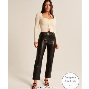 Abercrombie Curve Love Vegan Leather Ankle Straight Ultra High Rise Pant